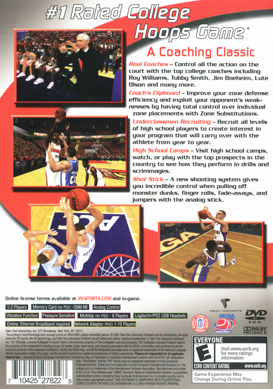 Back Cover for College Hoops 2K6 (PlayStation 2)