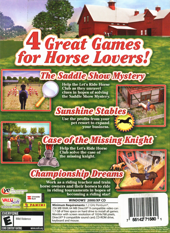 Back Cover for Let's Ride! Horse Adventures (Windows)