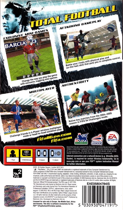 Back Cover for FIFA Soccer 06 (PSP)