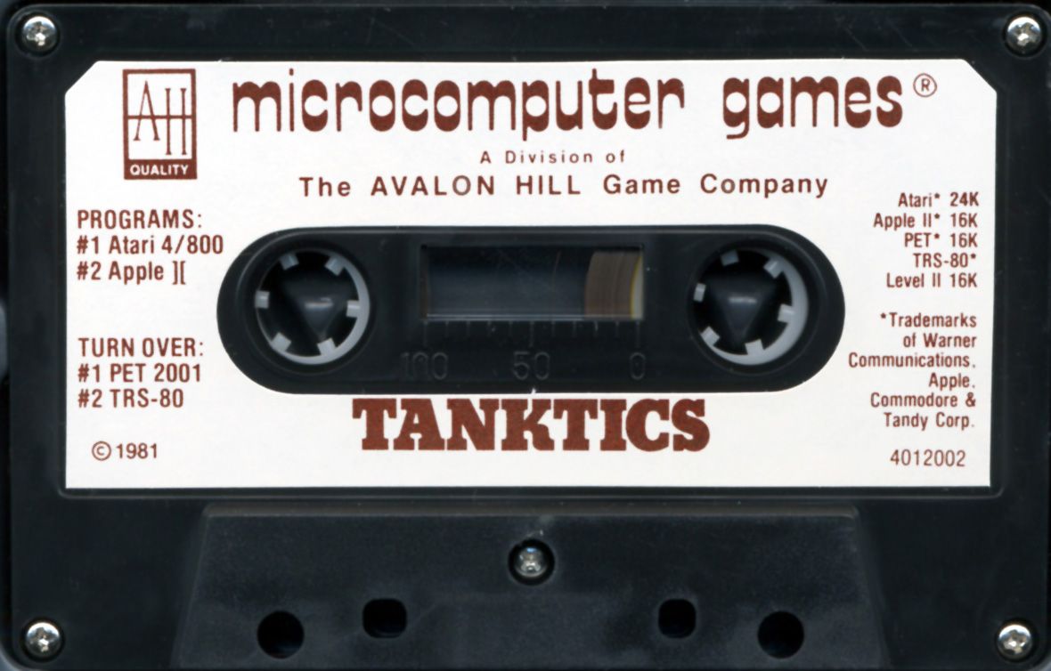 Media for Tanktics (Apple II and Atari 8-bit and Commodore PET/CBM and TRS-80)