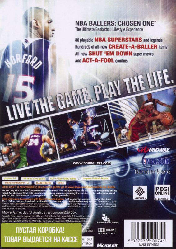 Back Cover for NBA Ballers: Chosen One (Xbox 360)