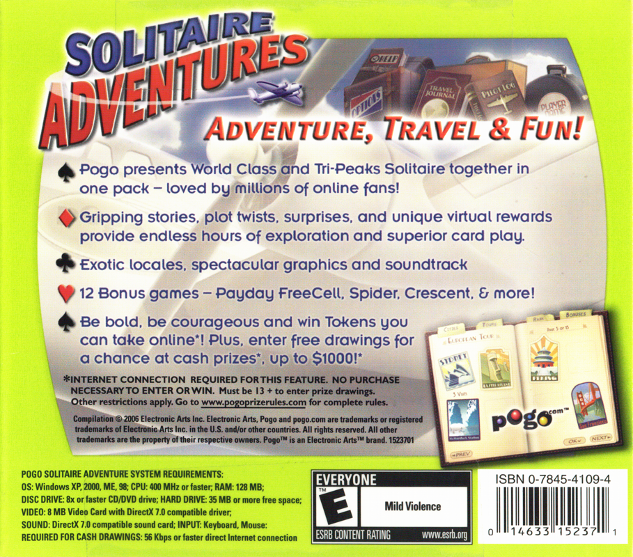 Back Cover for Solitaire Adventures (Windows)