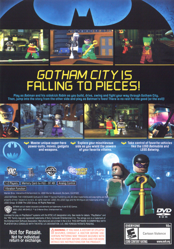 Back Cover for LEGO Batman: The Videogame (PlayStation 2) (Bundled release)