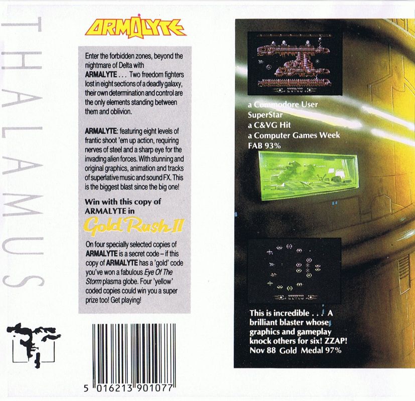 Back Cover for Armalyte (Commodore 64)