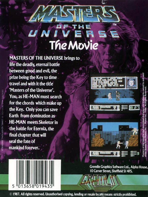 Back Cover for Masters of the Universe: The Movie (Commodore 64)