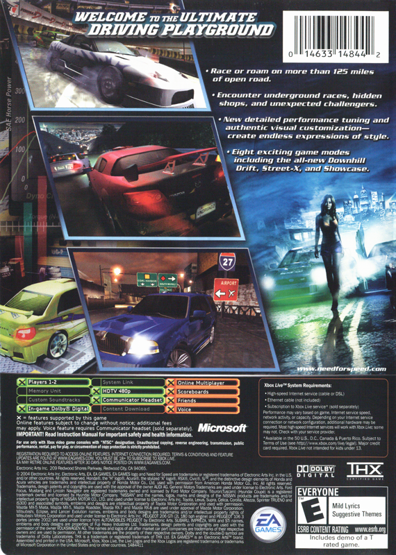 Back Cover for Need for Speed: Underground 2 (Xbox)
