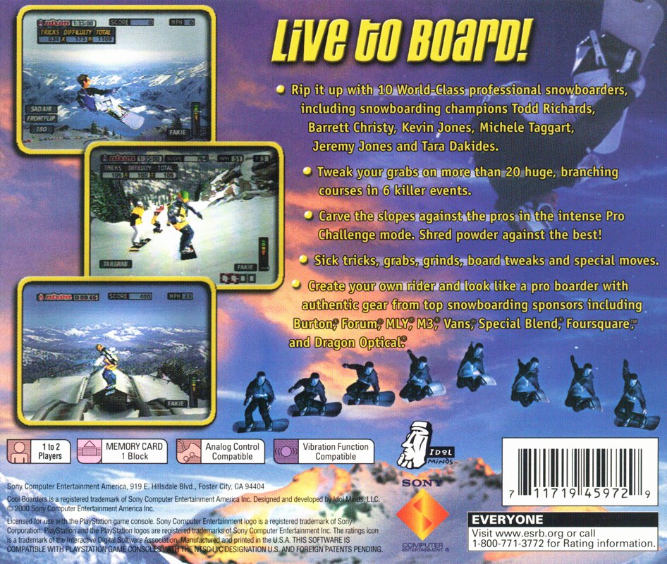 Back Cover for Cool Boarders 2001 (PlayStation)