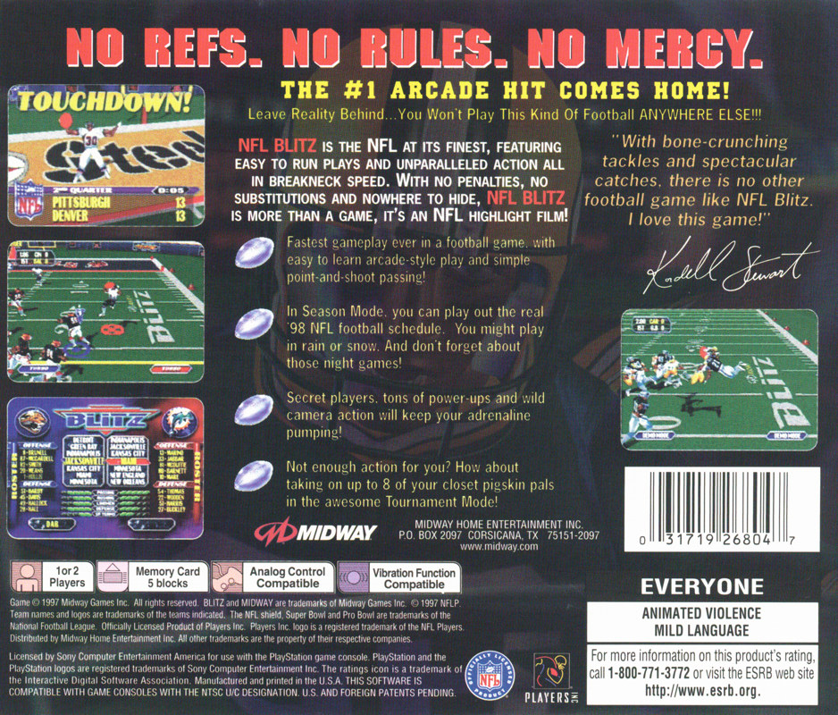 Back Cover for NFL Blitz (PlayStation) (Greatest Hits release)