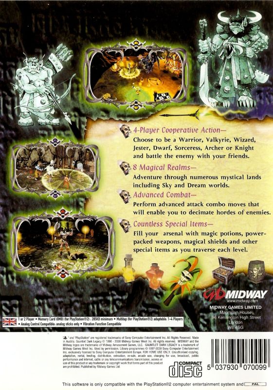 Back Cover for Gauntlet: Dark Legacy (PlayStation 2)
