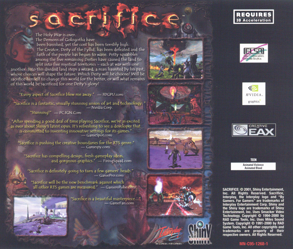 Other for Sacrifice (Windows) (Game of the Year release): Jewel Case - Back