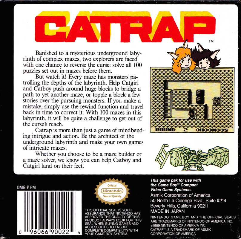Back Cover for Catrap (Game Boy)