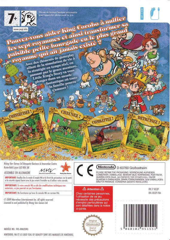 Back Cover for Little King's Story (Wii)