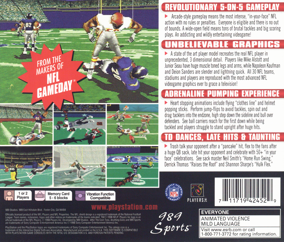Back Cover for NFL Xtreme (PlayStation)