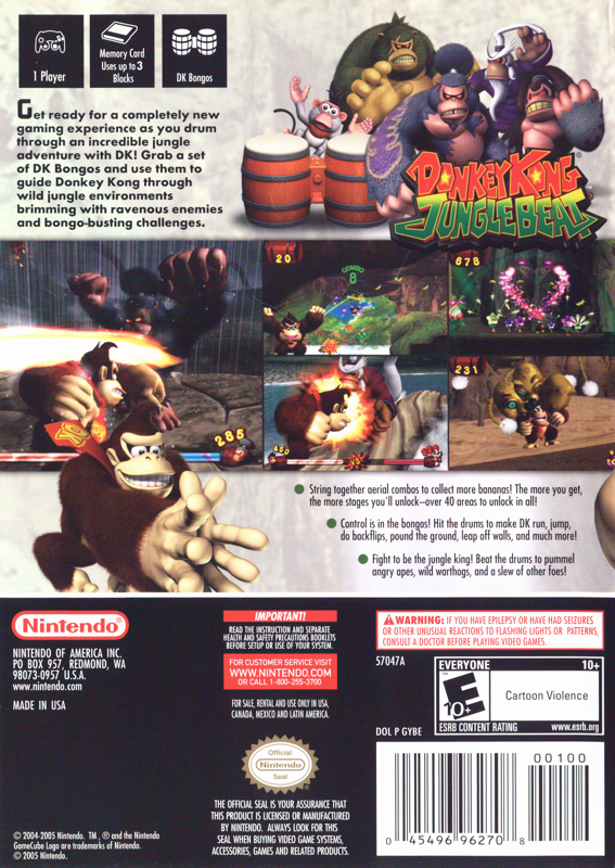 Back Cover for Donkey Kong: Jungle Beat (GameCube)