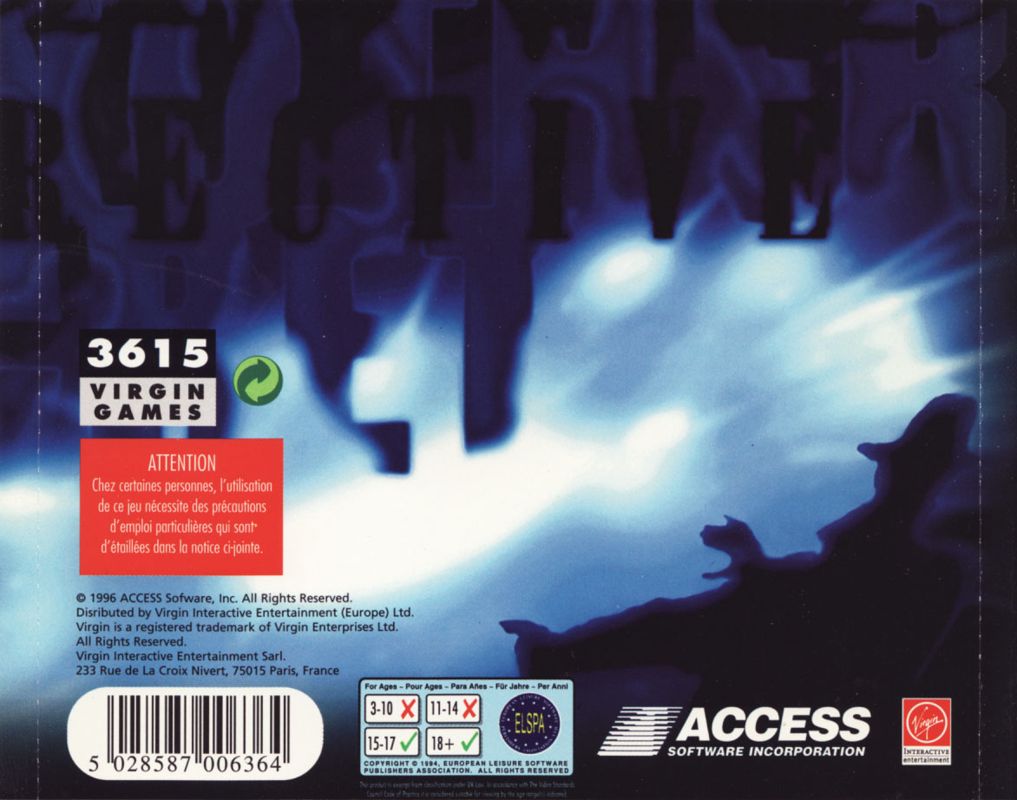 Other for The Pandora Directive (DOS): 6 disc Jewel Case - Back