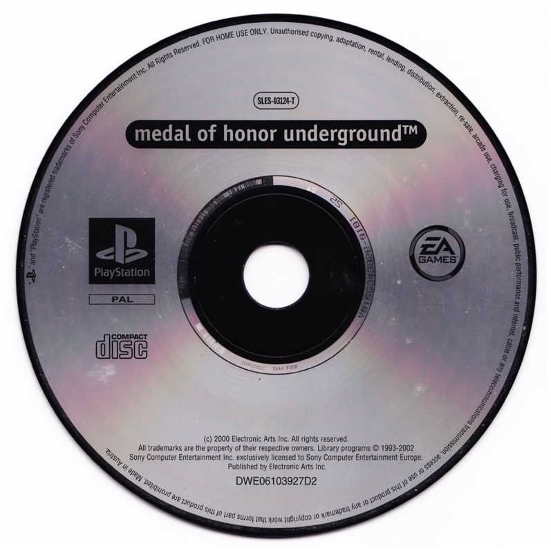 Media for 2 Games: Medal of Honor / Medal of Honor: Underground (PlayStation): Medal of Honor: Underground