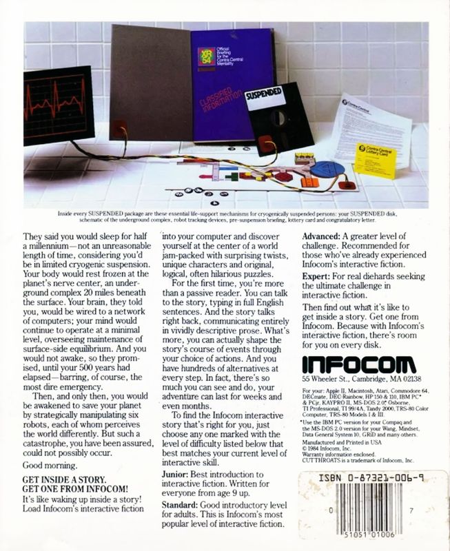 Back Cover for Suspended (Atari 8-bit)