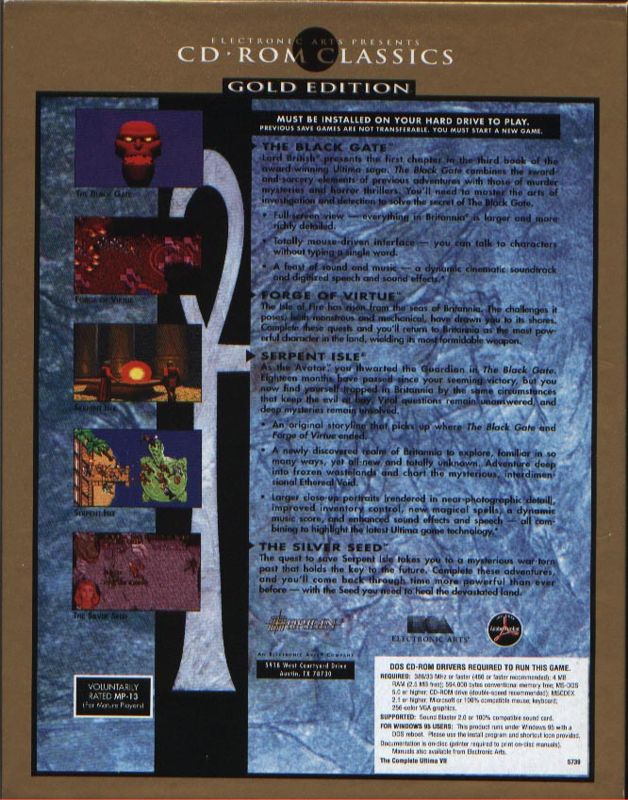Back Cover for The Complete Ultima VII (DOS) (CD-ROM Classics Gold)