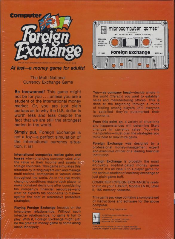 Back Cover for Computer Foreign Exchange (TRS-80)