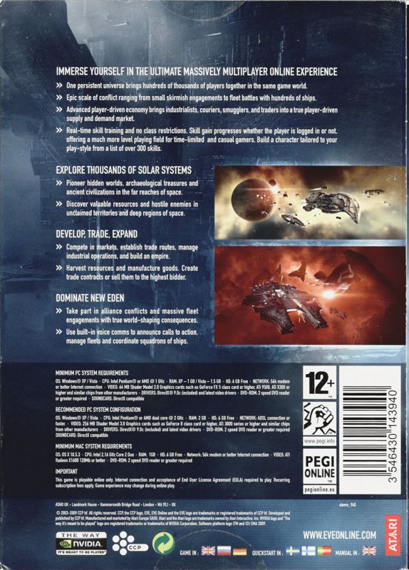 Other for EVE Online (Special Edition) (Macintosh and Windows): Outer cardboard cover - back