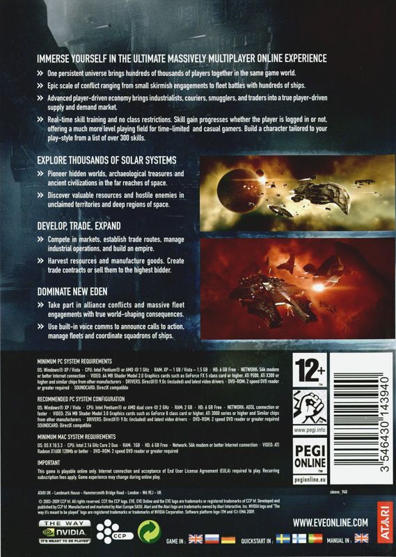 Back Cover for EVE Online (Special Edition) (Macintosh and Windows)