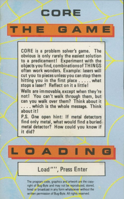 Back Cover for Core (ZX Spectrum)