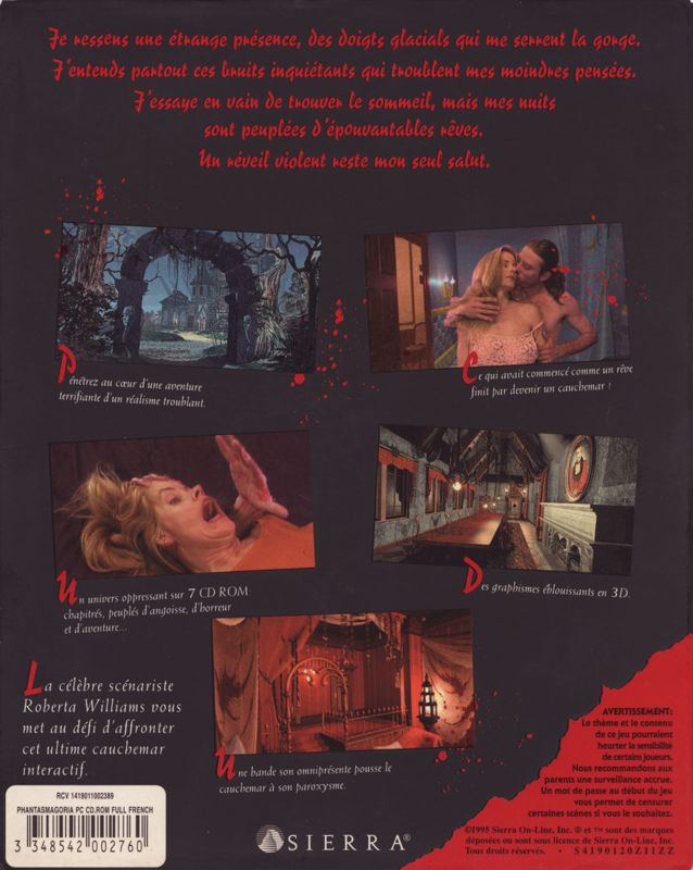 Back Cover for Roberta Williams' Phantasmagoria (DOS and Windows and Windows 16-bit)