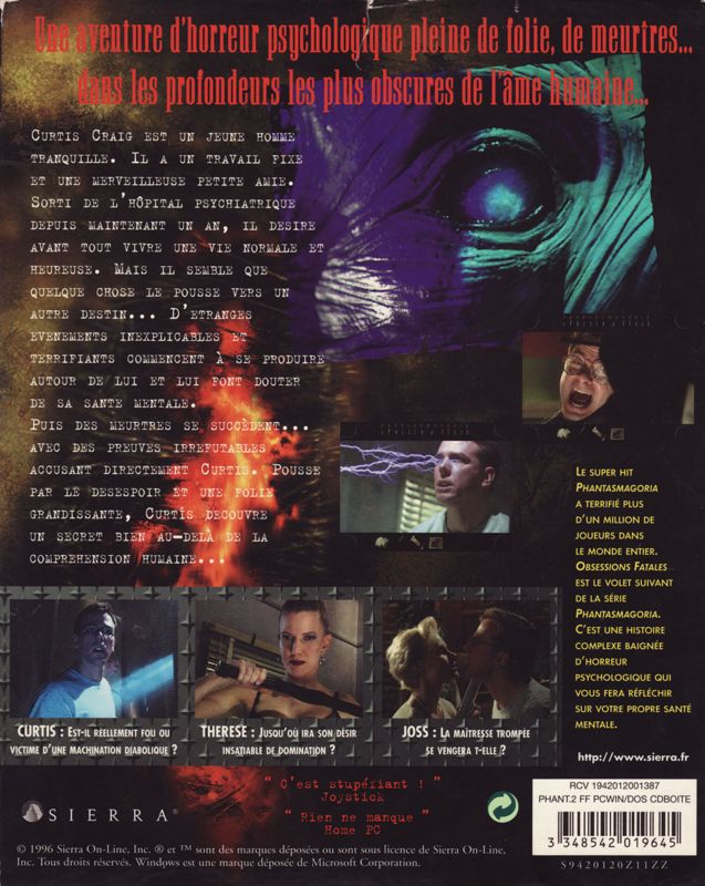 Back Cover for Phantasmagoria: A Puzzle of Flesh (DOS and Windows)