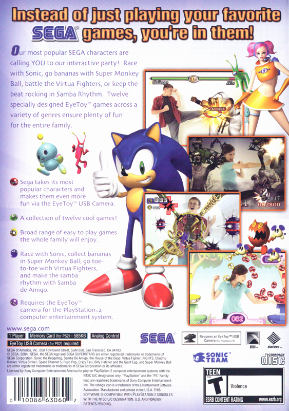 Back Cover for SEGA SuperStars (PlayStation 2)