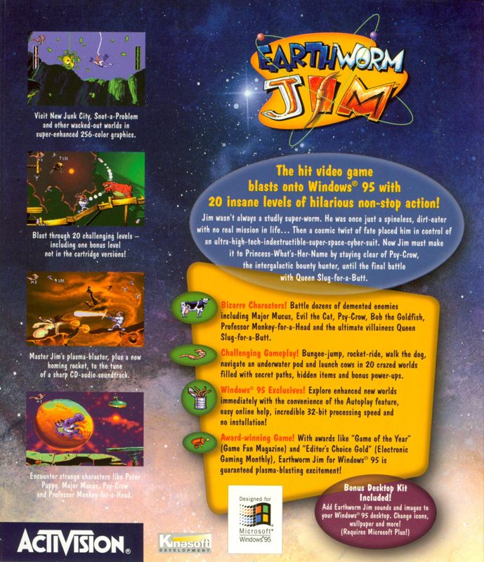 Back Cover for Earthworm Jim: Special Edition (Windows)