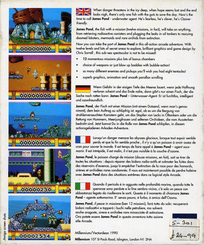 James Pond Underwater Agent cover or packaging material MobyGames