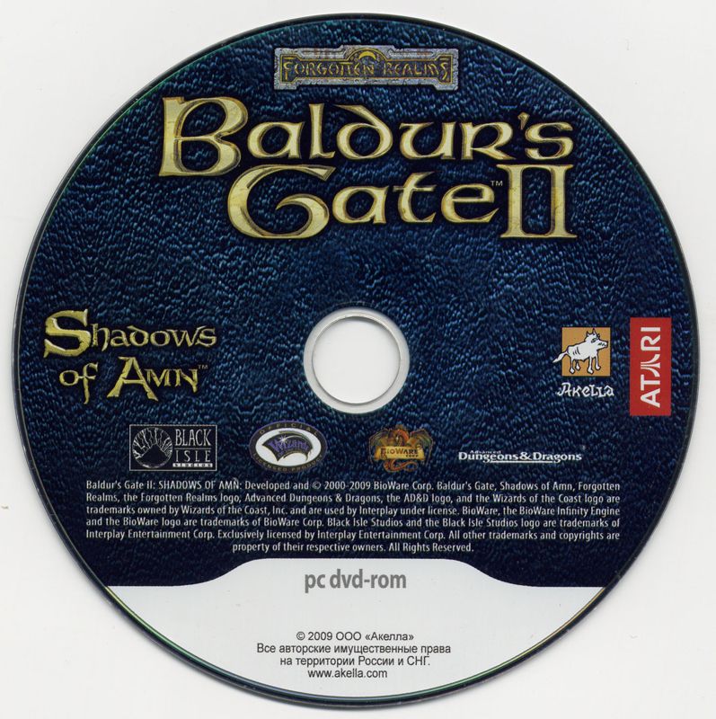 Media for Baldur's Gate II: Shadows of Amn (Windows) (DVD release)
