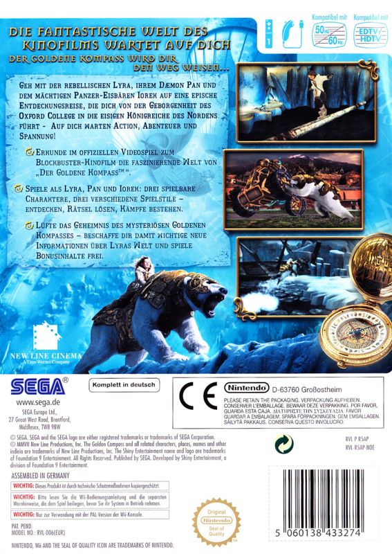 Back Cover for The Golden Compass (Wii)