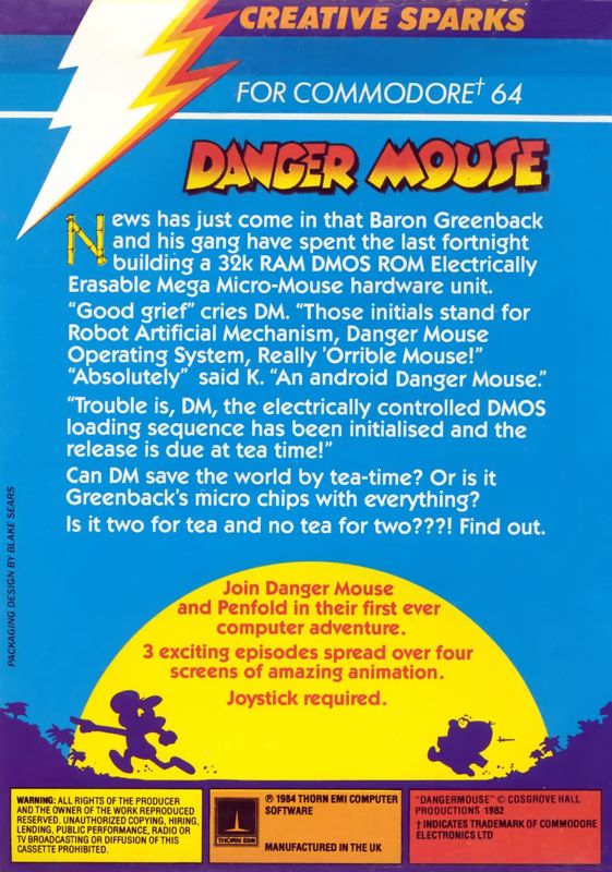 Back Cover for Danger Mouse in Double Trouble (Commodore 64)