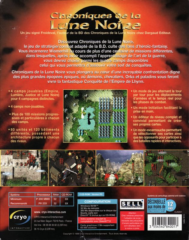 Back Cover for Black Moon Chronicles (Windows)