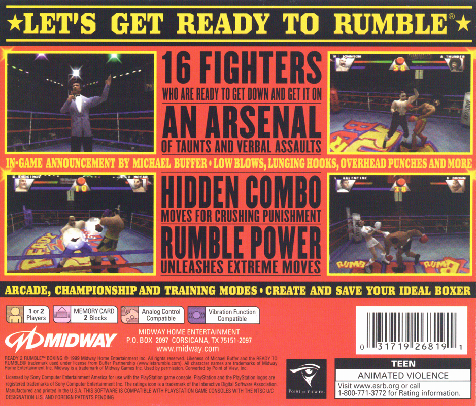 Back Cover for Ready 2 Rumble Boxing (PlayStation)