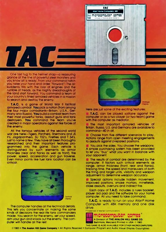 Back Cover for TAC: Tactical Armor Command (Atari 8-bit)
