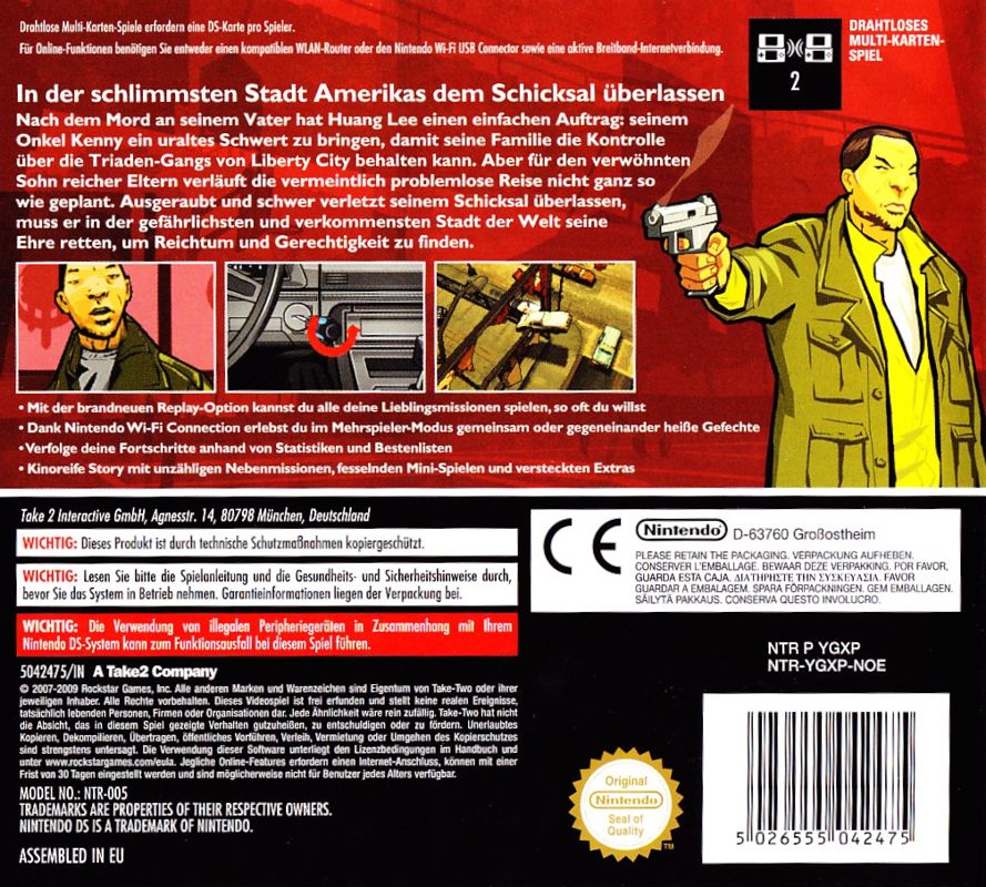 Back Cover for Grand Theft Auto: Chinatown Wars (Nintendo DS)