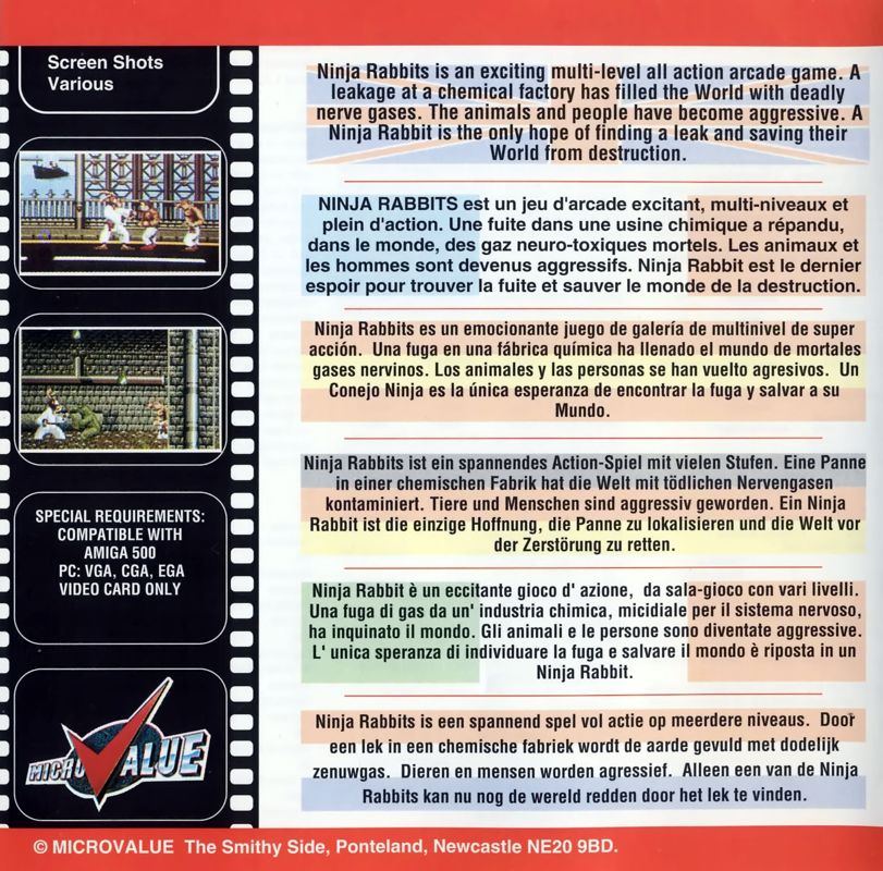 Back Cover for Ninja Rabbits (Commodore 64)