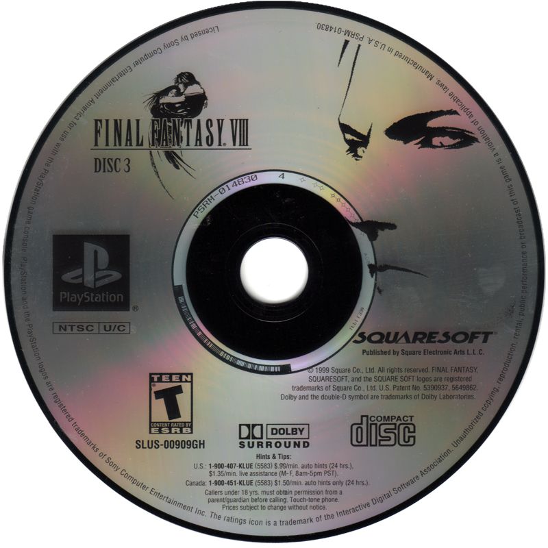 Media for Final Fantasy VIII (PlayStation) (Greatest Hits - Squaresoft Release): Disc 3