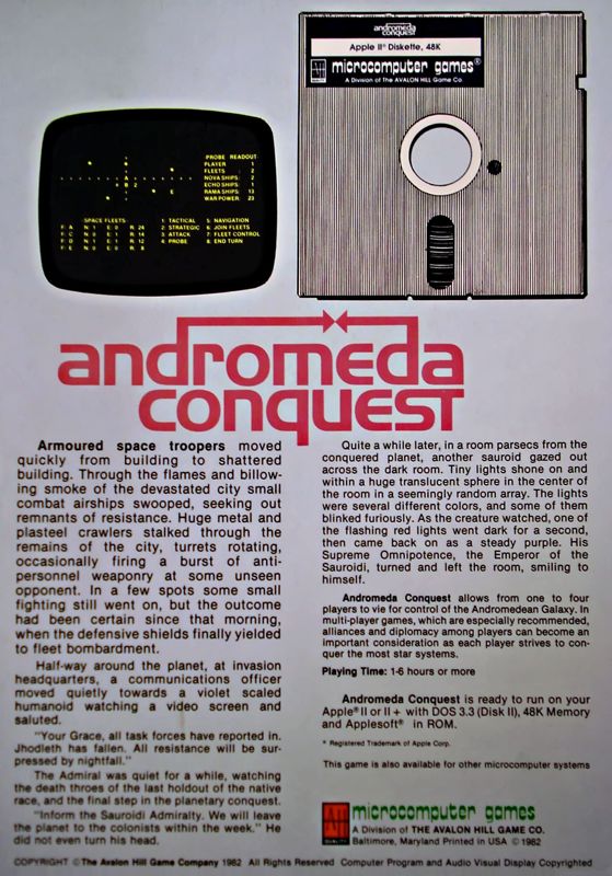 Back Cover for Andromeda Conquest (Apple II)