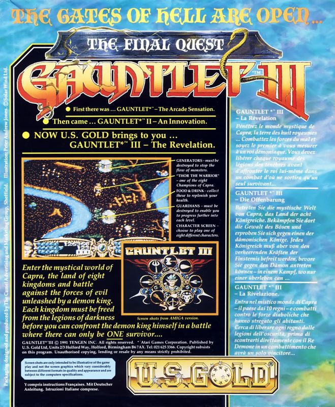 Back Cover for Gauntlet III: The Final Quest (Commodore 64)