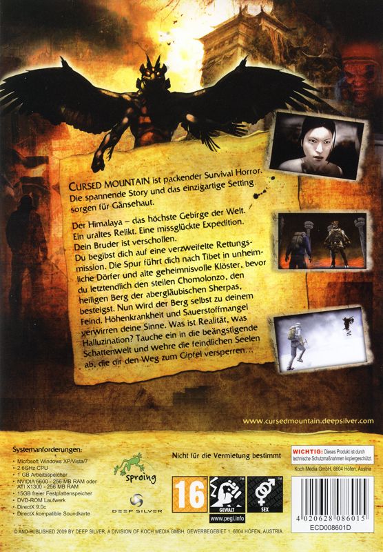 Back Cover for Cursed Mountain (Windows)