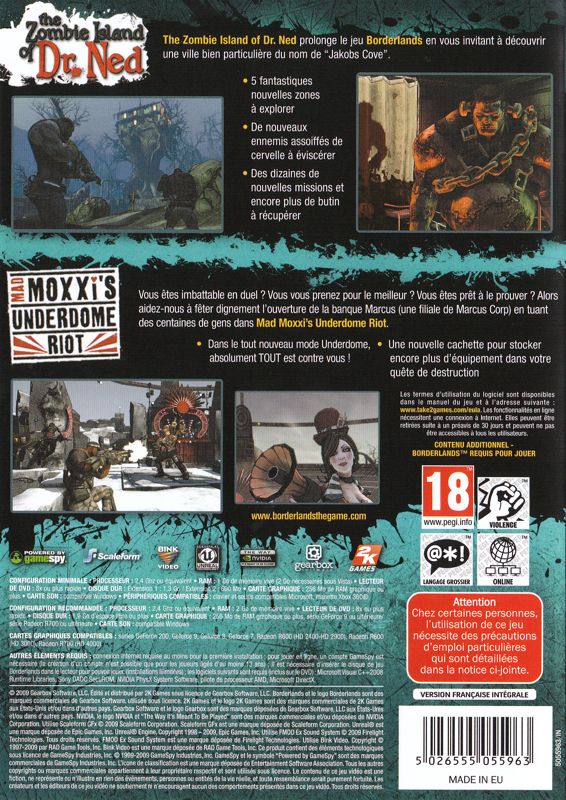 Back Cover for Borderlands: Double Game Add-on Pack (Windows)