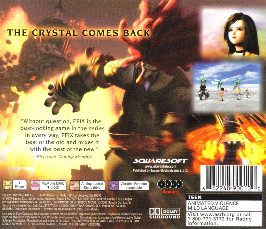 Back Cover for Final Fantasy IX (PlayStation) (Greatest Hits - Squaresoft release)