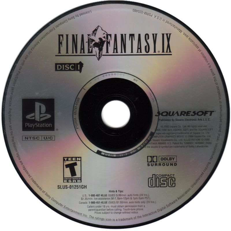Media for Final Fantasy IX (PlayStation) (Greatest Hits - Squaresoft release): Disc 1/4