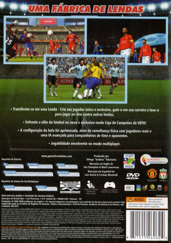 Back Cover for PES 2009: Pro Evolution Soccer (Windows)