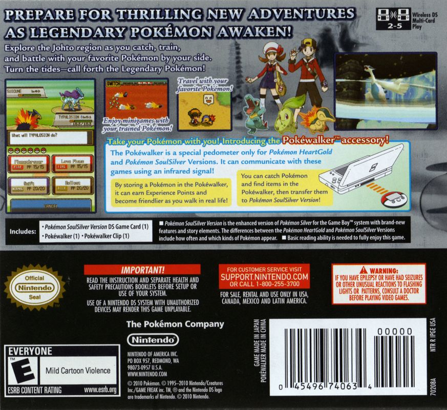 Back Cover for Pokémon SoulSilver Version (Nintendo DS) (Bundled with Pokéwalker)