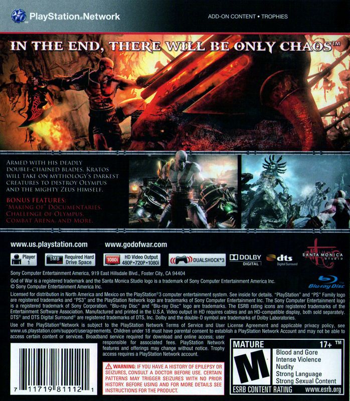 God of War III cover or packaging material - MobyGames