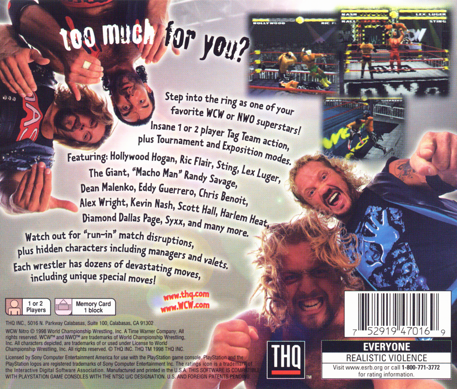 Back Cover for WCW Nitro (PlayStation) (Greatest Hits release)